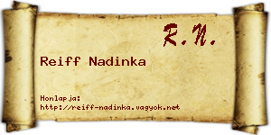 Reiff Nadinka névjegykártya